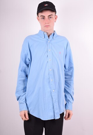 RALPH LAUREN MENS VINTAGE SHIRT LARGE BLUE 90'S