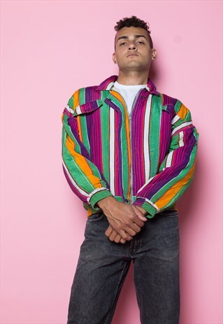 PURPLE PINK ORANGE GREEN STRIPPED MERCURY JACKET