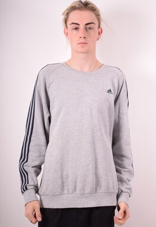 ADIDAS MENS VINTAGE SWEATSHIRT JUMPER XL GREY 90S