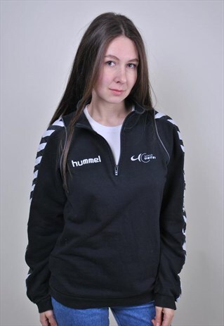 VINTAGE HUMMEL BLACK SPORT ANORAK, TRACK JACKET