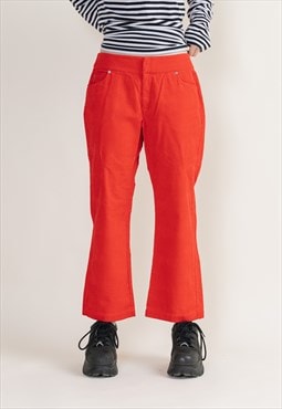 Vintage 70s Carli Guy Red Corduroy Women Trousers W31