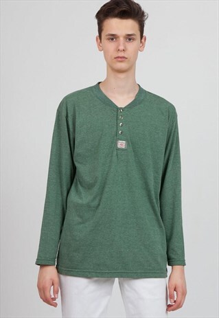 VINTAGE GREEN LEVI'S LOGO LONG SLEEVE TOP