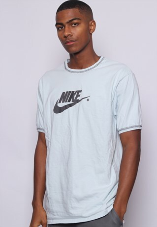 VINTAGE NIKE BIG PRINT LOGO T-SHIRT BLUE