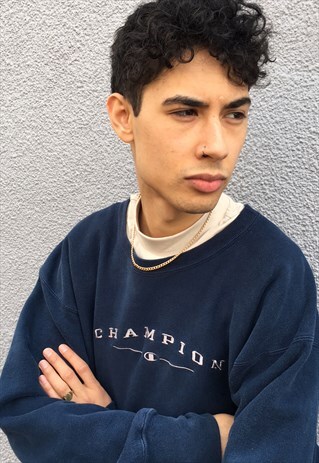 CHAMPION ROUND NECK SWEATSHIRT SWEATER NAVY BLUE
