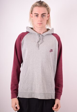 NIKE MENS VINTAGE HOODIE JUMPER MEDIUM GREY 90S