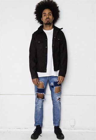 LIQUOR N POKER - BURTY WESTERN FAUX SUEDE JACKET IN BLACK