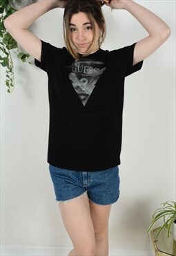 Vintage Guess T-shirt with Graphic Print in Black