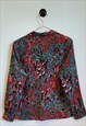 VINTAGE 80S ABSTRACT PRINT LONG SLEEVE BLOUSE SIZE 10-12