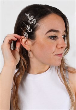 Silver Dragon Japanese Style Hair Slide Set
