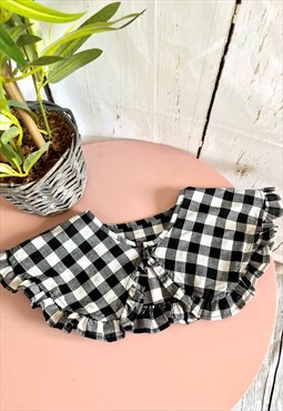 Gingham Vintage Inspired Detachable Button Collar