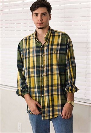 VINTAGE POLO RALPH LAUREN FLANNEL SHIRT LOGO 90S XXL 10