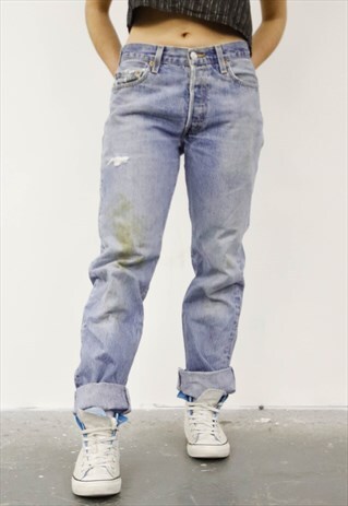 VINTAGE LEVI'S 501 BLUE PAINT MOM JEANS