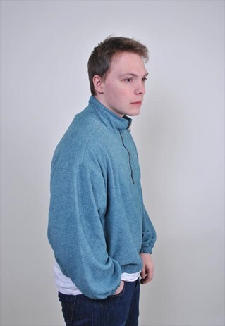 BLUE ZIPP HIGH NECK RETRO SWEATSHIRT