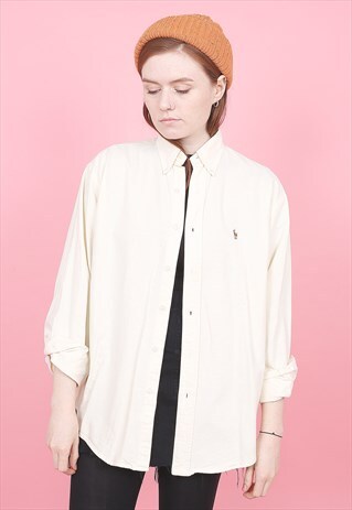 VINTAGE POLO RALPH LAUREN YELLOW SHIRT /R12055