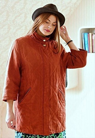 RUST VINTAGE PADDED QUILTED JACKET