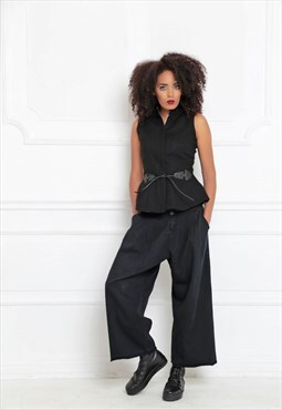 Cropped palazzo pants with side pockets 