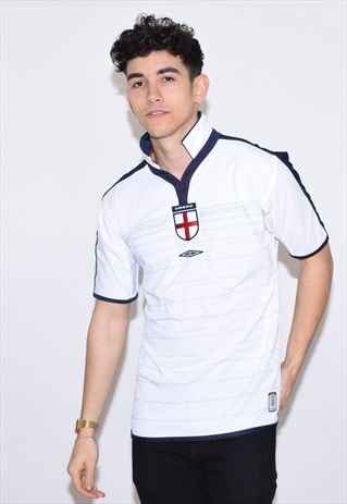 VINTAGE WHITE ENGLAND FOOTBALL HOME T SHIRT