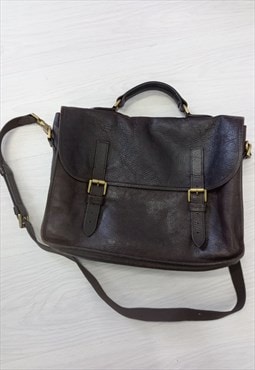 Vintage Satchel Messenger Bag Brown Leather 