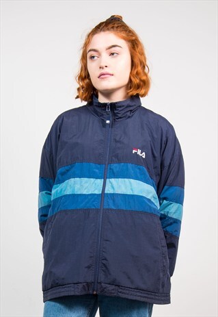 VINTAGE 90'S BLUE COLOURBLOCK FILA TRACKSUIT JACKET