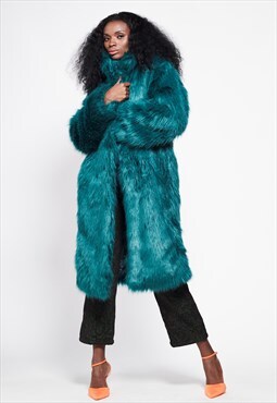 BUFFY Faux Fur Coat - Teal