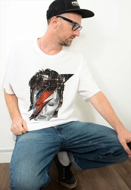 David Bowie T-shirt Aladdin Sane White Size XXL 