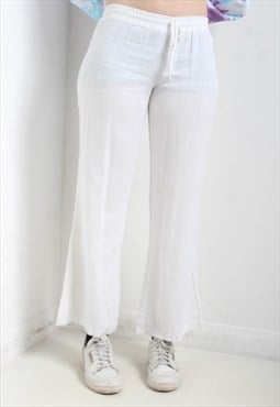Vintage Jane Norman Y2K Wide Leg Cotton Trousers White