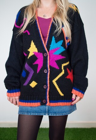 80'S CRAZY ABSTRACT CARDIGAN