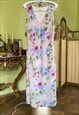 PINK FLORAL DRESS, SLEEVELESS CHIFFON DRESS, LONG SUN DRESS