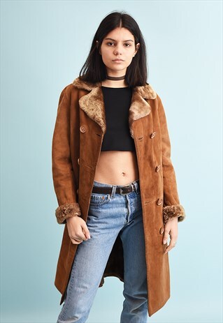 70'S RETRO FAUX FUR DETAILED SHEARLING SHERPA COAT