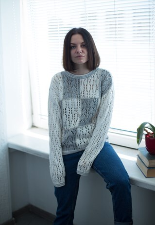 VINTAGE 80'S WHITE CROCHET JUMPER