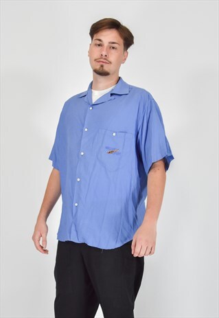 VINTAGE MISSONI SPORT BLUE SHORT SLEEVES SHIRT CASUAL