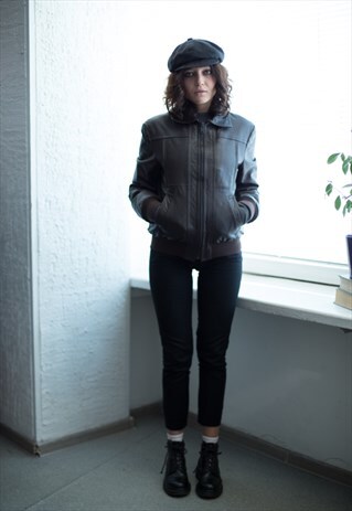 VINTAGE 80'S BROWN LEATHER BOMBER JACKET