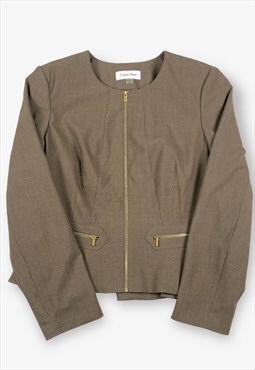 Vintage calvin klein formal zip jacket beige large BV16667