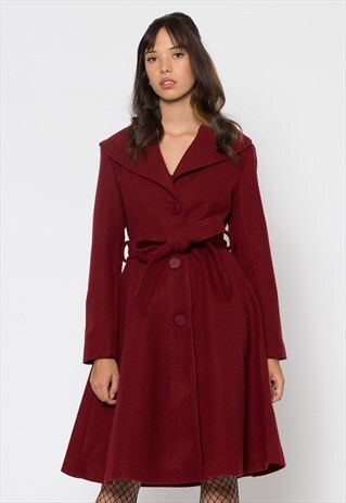 RED FULL LENGTH TIE UP COAT