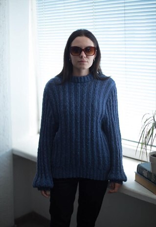 VINTAGE 80'S BLUE/PURPLE KNITTED JUMPER