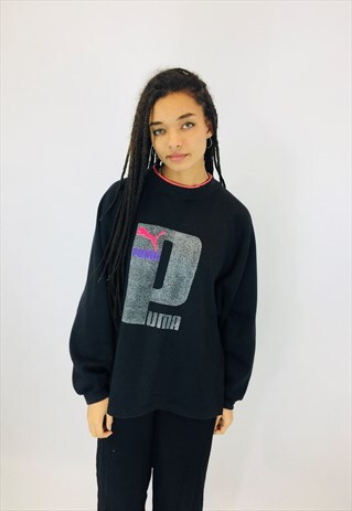 VINTAGE 80S PUMA BIG LOGO BLACK SWEATSHIRT
