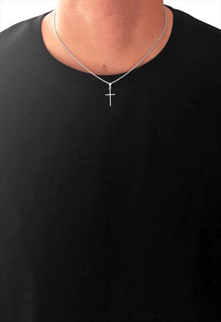 54 FLORAL 18" CROSS PENDANT NECKLACE CHAIN - SILVER