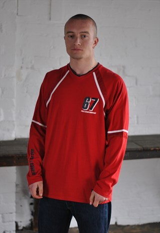 90S POLO RALPH LAUREN SPELL OUT RACER LONG SLEEVE TSHIRT