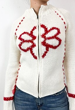 Vintage y2k Guru wool knitting white cardigan 