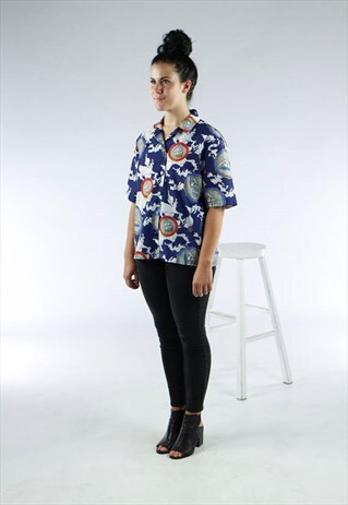LITTLE BOATS NAVY BLOUSE / NAUTICAL SUMMER SHIRT