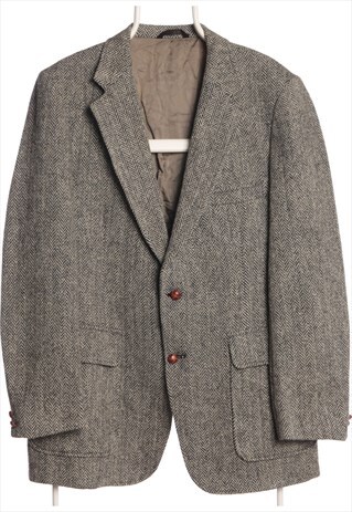 VINTAGE GREY HARRIS TWEED TWEED BLAZER - LARGE