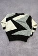 VINTAGE KNITTED JUMPER ABSTRACT PATTERNED CHUNKY KNIT