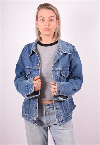 WOMENS VINTAGE DENIM JACKET LARGE BLUE 90'S