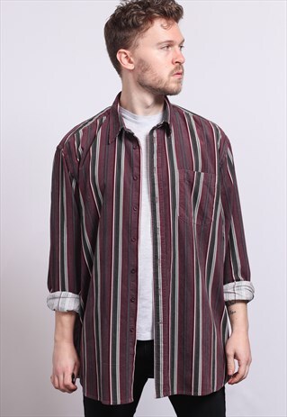VINTAGE CORDUROY CORD STRIPED SHIRT
