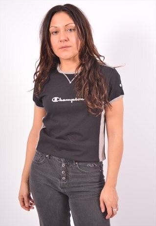 VINTAGE CHAMPION T-SHIRT TOP BLACK