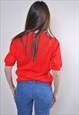 WOMEN RETRO RED KNITTED PULLOVER BLOUSE