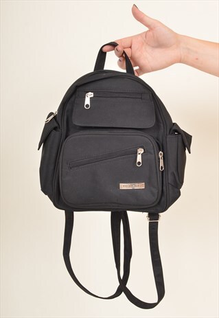 VINTAGE 90'S CANVAS BACKPACK HANDBAG BLACK