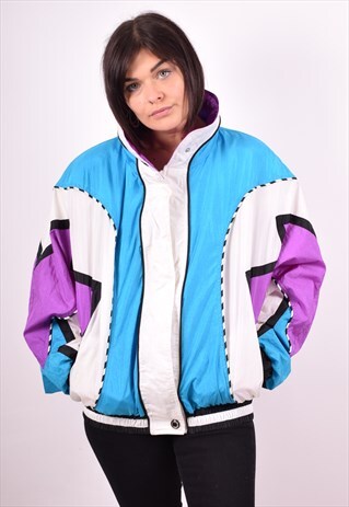 WOMENS VINTAGE TRACKSUIT TOP JACKET LARGE MULTI 90S