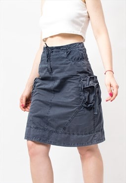 Vintage Y2K Cargo mini skirt in gray denim blokecore