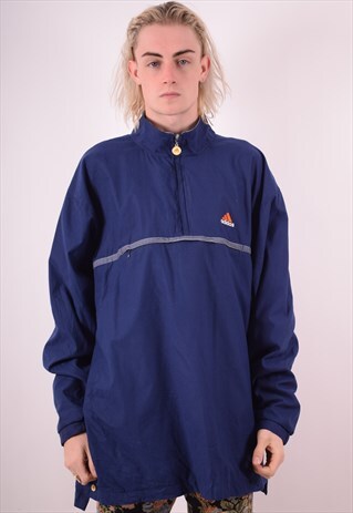 ADIDAS MENS VINTAGE PULLOVER JACKET XL BLUE 90S